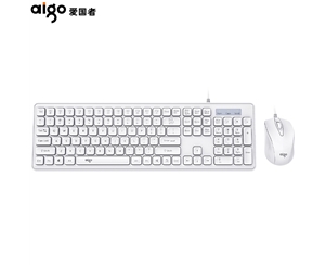 爱国者(aigo）MK8600白色 键鼠套装 有线键鼠套装 办公键鼠套装 鼠标 笔记本键盘 商务键鼠套装