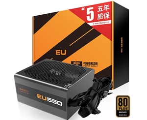 爱国者（aigo）额定550W 电竞EU550电脑电源(80Plus铜牌认证/五年质保/静音稳定/主动式PFC）