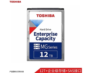 东芝（TOSHIBA） 12TB 7200转 256M SAS接口 企业级硬盘 (MG07SCA12TE) 企业级机械硬盘