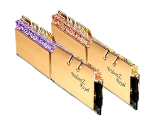 芝奇（G.SKILL）16GB(8Gx2)套装 DDR4 3600频率 台式机内存条-皇家戟RGB灯条(土豪金)
