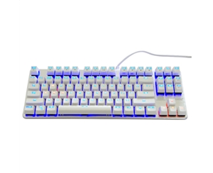 优派KU520机械键盘 有线键盘 游戏键盘 87键单光 吃鸡键盘 背光键盘 白银色 青轴