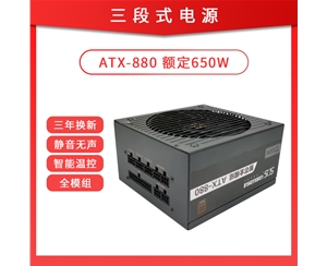 三段式电源 智芯全模组880 额定650W 智能温控宽幅